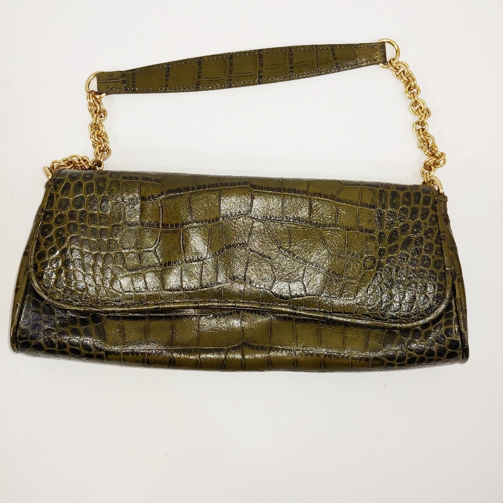 NWOT Ann Taylor Alligator Print Leather Clutch